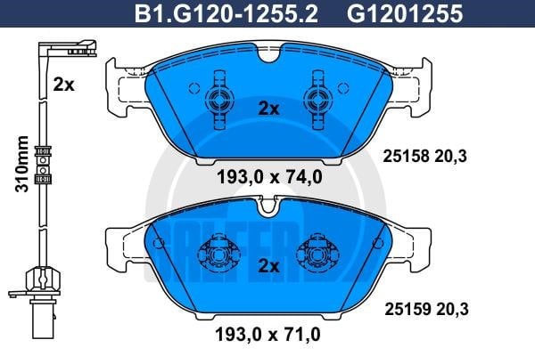 Galfer B1.G120-1255.2 Гальмівні колодки, комплект B1G12012552: Купити в Україні - Добра ціна на EXIST.UA!