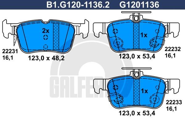 Galfer B1.G120-1136.2 Гальмівні колодки, комплект B1G12011362: Купити в Україні - Добра ціна на EXIST.UA!