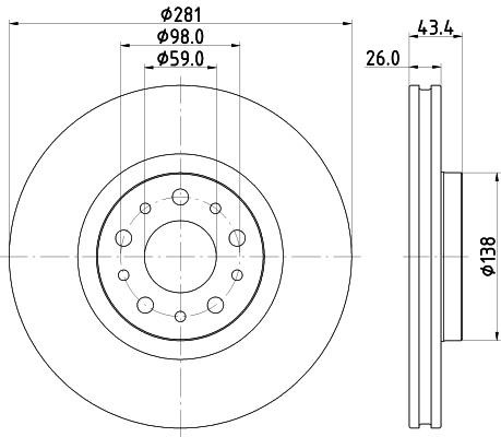 Диски тормозные Fiat Tipo (Фиат Типо): 8DD355132131 Hella-Pagid Диск тормозной