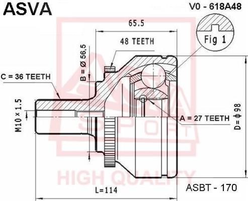 Asva VO-618A48 Шарнір рівних кутових швидкостей (ШРКШ) VO618A48: Купити в Україні - Добра ціна на EXIST.UA!