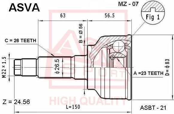 Asva MZ-07 Шарнір рівних кутових швидкостей (ШРКШ) MZ07: Купити в Україні - Добра ціна на EXIST.UA!