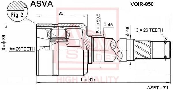 Asva VOIR-850 Шарнір рівних кутових швидкостей (ШРКШ) VOIR850: Купити в Україні - Добра ціна на EXIST.UA!