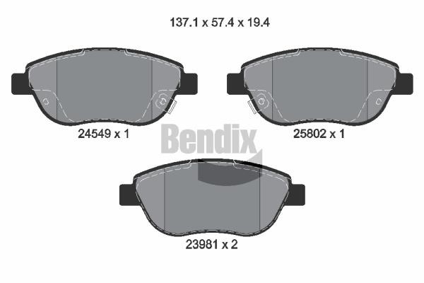 Bendix USA BPD1197 Гальмівні колодки, комплект BPD1197: Купити в Україні - Добра ціна на EXIST.UA!