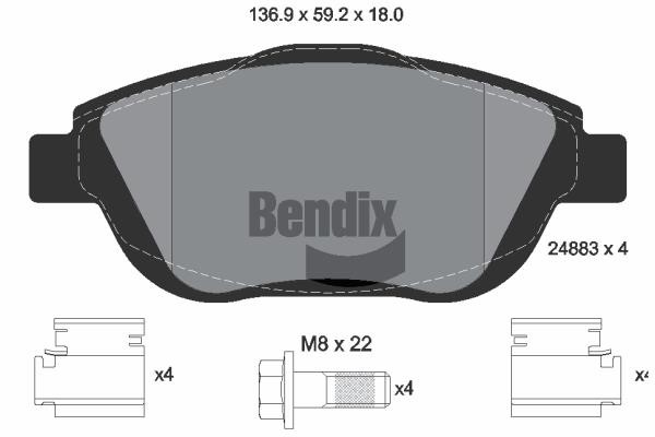 Bendix USA BPD1214 Гальмівні колодки, комплект BPD1214: Купити в Україні - Добра ціна на EXIST.UA!
