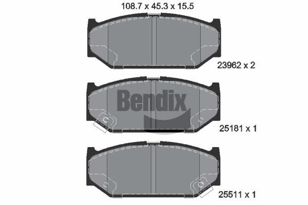 Bendix USA BPD2070 Гальмівні колодки, комплект BPD2070: Купити в Україні - Добра ціна на EXIST.UA!