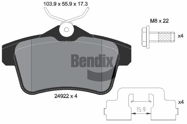 Bendix USA BPD1086 Гальмівні колодки, комплект BPD1086: Купити в Україні - Добра ціна на EXIST.UA!