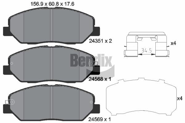 Bendix USA BPD1354 Гальмівні колодки, комплект BPD1354: Купити в Україні - Добра ціна на EXIST.UA!