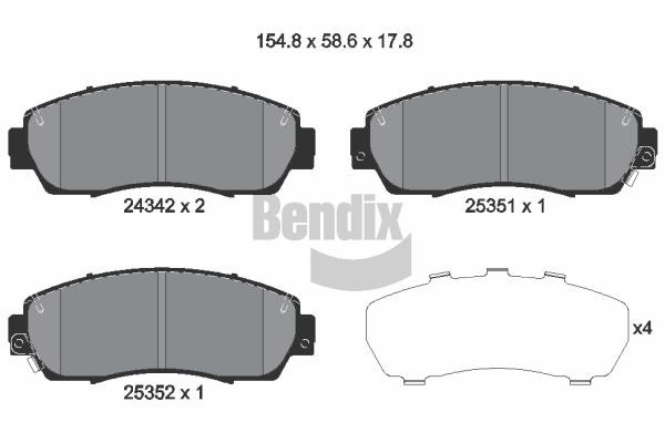 Bendix USA BPD2132 Гальмівні колодки, комплект BPD2132: Купити в Україні - Добра ціна на EXIST.UA!