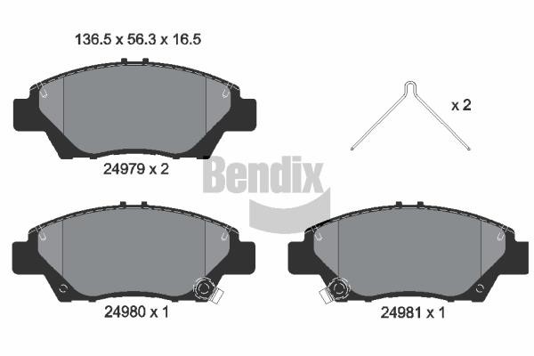 Bendix USA BPD1326 Гальмівні колодки, комплект BPD1326: Купити в Україні - Добра ціна на EXIST.UA!