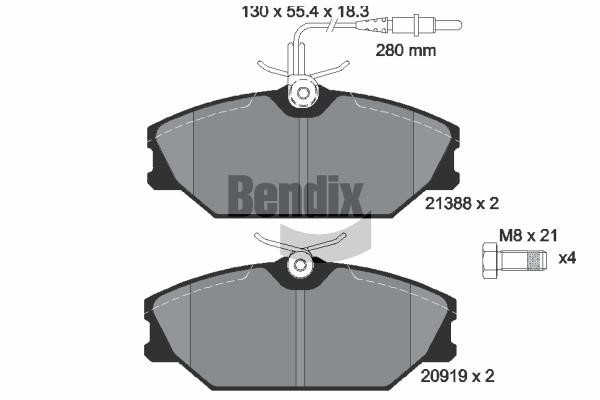 Bendix USA BPD1519 Гальмівні колодки, комплект BPD1519: Приваблива ціна - Купити в Україні на EXIST.UA!