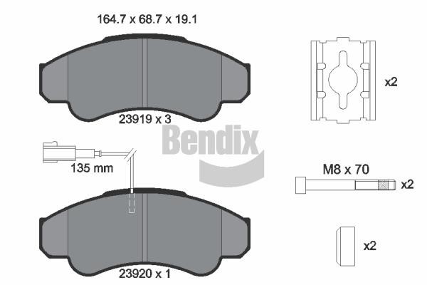 Bendix USA BPD1282 Гальмівні колодки, комплект BPD1282: Купити в Україні - Добра ціна на EXIST.UA!
