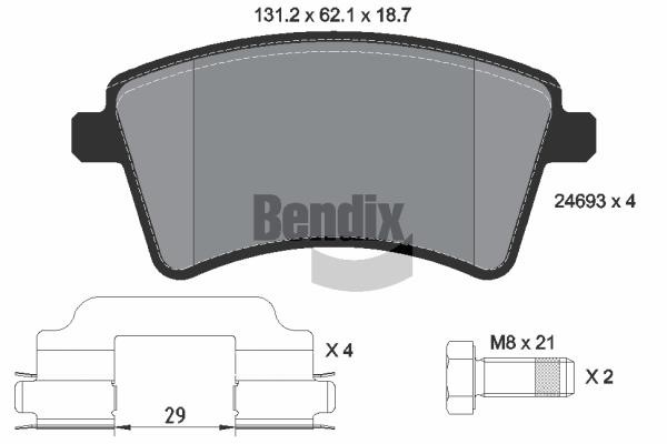 Bendix USA BPD1038 Гальмівні колодки, комплект BPD1038: Купити в Україні - Добра ціна на EXIST.UA!