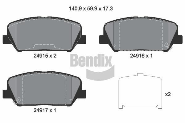 Bendix USA BPD1501 Гальмівні колодки, комплект BPD1501: Купити в Україні - Добра ціна на EXIST.UA!