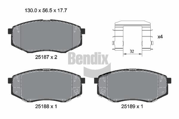 Bendix USA BPD1421 Гальмівні колодки, комплект BPD1421: Приваблива ціна - Купити в Україні на EXIST.UA!