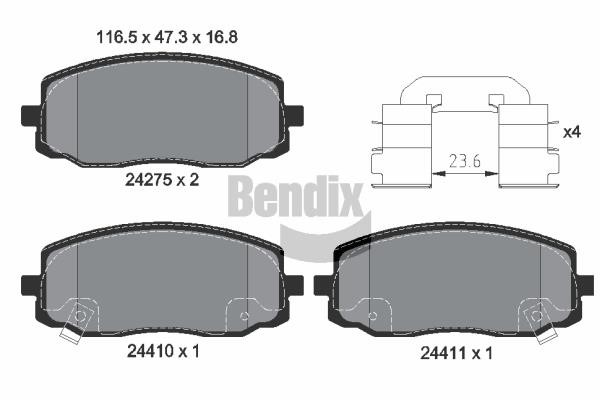 Bendix USA BPD1267 Гальмівні колодки, комплект BPD1267: Купити в Україні - Добра ціна на EXIST.UA!