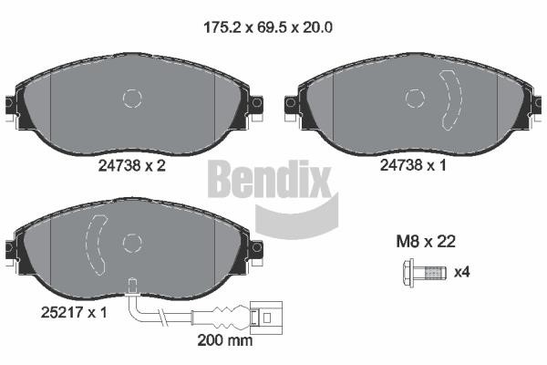 Bendix USA BPD1333 Гальмівні колодки, комплект BPD1333: Приваблива ціна - Купити в Україні на EXIST.UA!
