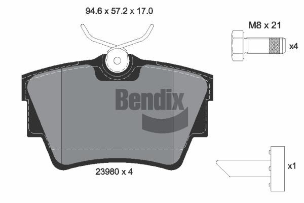 Bendix USA BPD1021 Гальмівні колодки, комплект BPD1021: Приваблива ціна - Купити в Україні на EXIST.UA!