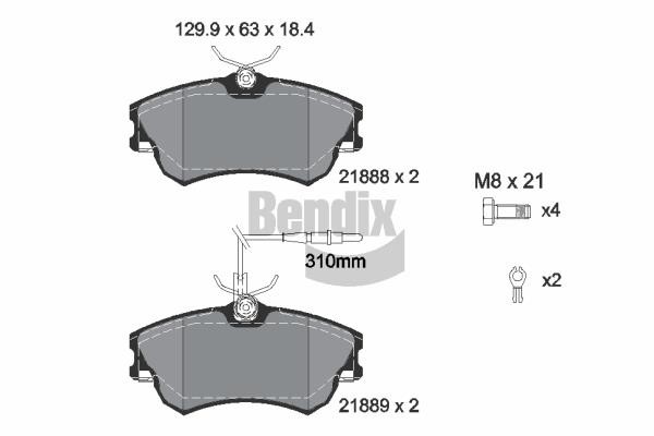 Bendix USA BPD1491 Гальмівні колодки, комплект BPD1491: Купити в Україні - Добра ціна на EXIST.UA!