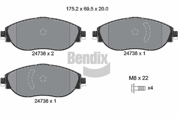 Bendix USA BPD1598 Гальмівні колодки, комплект BPD1598: Купити в Україні - Добра ціна на EXIST.UA!
