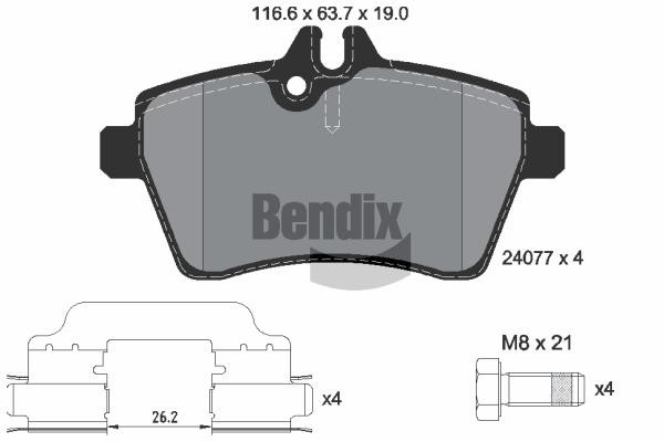 Bendix USA BPD1105 Гальмівні колодки, комплект BPD1105: Купити в Україні - Добра ціна на EXIST.UA!