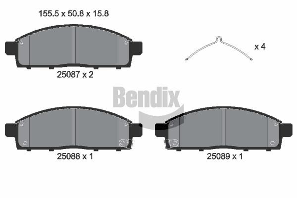 Bendix USA BPD1548 Гальмівні колодки, комплект BPD1548: Купити в Україні - Добра ціна на EXIST.UA!