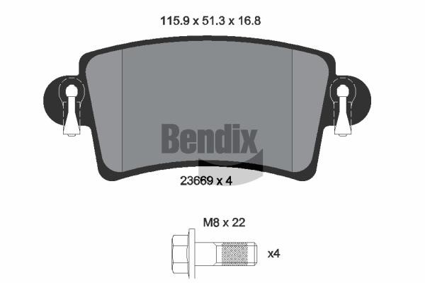 Bendix USA BPD1107 Гальмівні колодки, комплект BPD1107: Купити в Україні - Добра ціна на EXIST.UA!