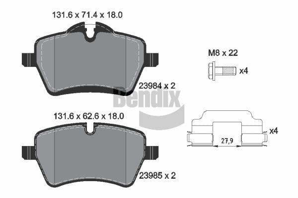 Bendix USA BPD1352 Гальмівні колодки, комплект BPD1352: Купити в Україні - Добра ціна на EXIST.UA!
