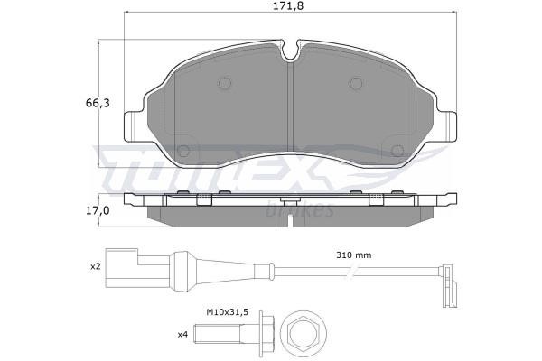 Tomex TX 18-04 Гальмівні колодки передні, комплект TX1804: Купити в Україні - Добра ціна на EXIST.UA!