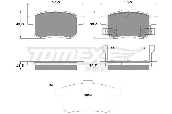 Tomex TX 17-54 Гальмівні колодки задні, комплект TX1754: Купити в Україні - Добра ціна на EXIST.UA!