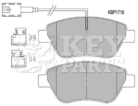 Key parts KBP1716 Гальмівні колодки, комплект KBP1716: Купити в Україні - Добра ціна на EXIST.UA!