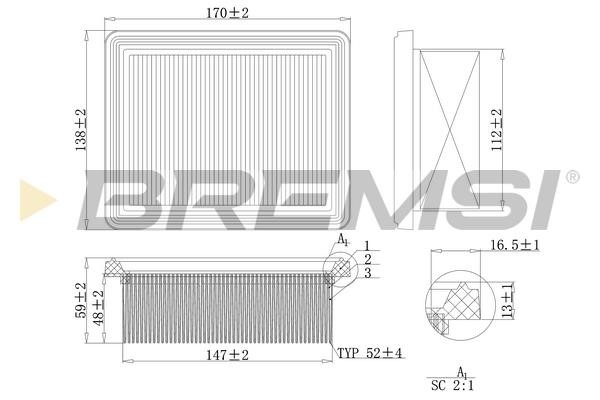 Bremsi FA2217 Повітряний фільтр FA2217: Купити в Україні - Добра ціна на EXIST.UA!