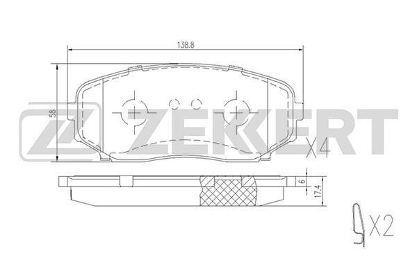Zekkert BS-1228 Гальмівні колодки, комплект BS1228: Купити в Україні - Добра ціна на EXIST.UA!