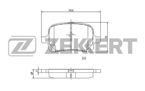 Zekkert BS-1116 Гальмівні колодки, комплект BS1116: Купити в Україні - Добра ціна на EXIST.UA!