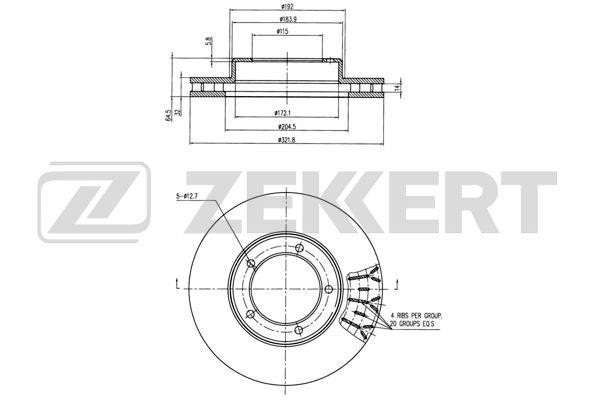 Zekkert BS-5802 Диск гальмівний передній вентильований BS5802: Купити в Україні - Добра ціна на EXIST.UA!