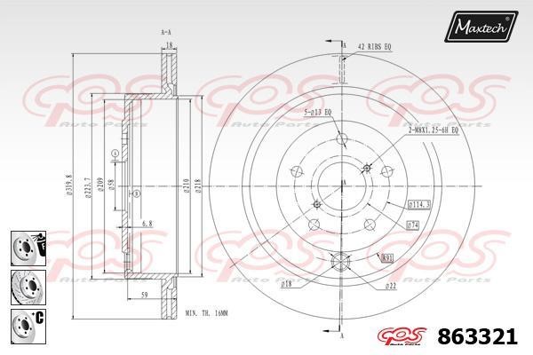 MaxTech 863321.6980 Диск гальмівний задній вентильований 8633216980: Купити в Україні - Добра ціна на EXIST.UA!