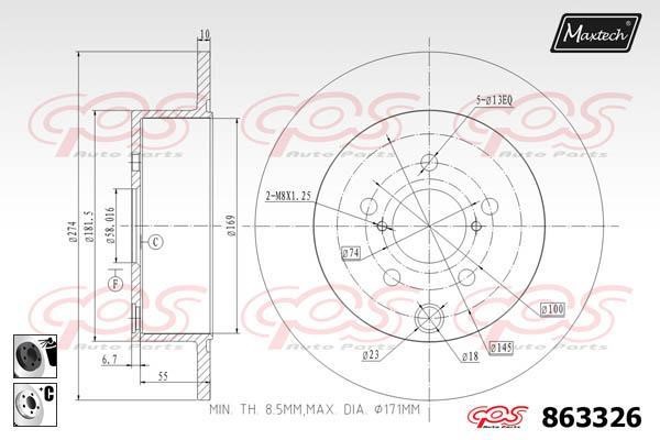 MaxTech 863326.6060 Диск гальмівний задній невентильований 8633266060: Купити в Україні - Добра ціна на EXIST.UA!