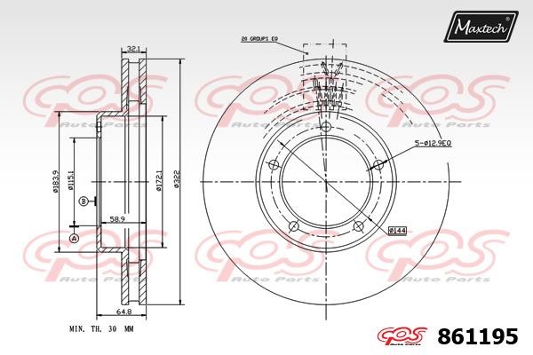 MaxTech 861195.0000 Диск гальмівний передній вентильований 8611950000: Купити в Україні - Добра ціна на EXIST.UA!