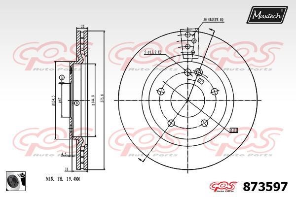 MaxTech 873597.0060 Диск гальмівний передній вентильований 8735970060: Купити в Україні - Добра ціна на EXIST.UA!