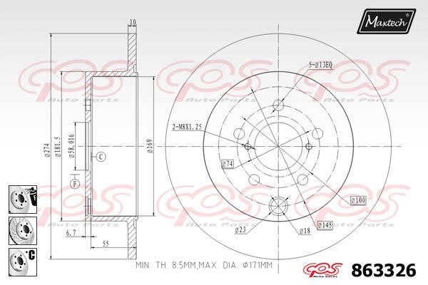 MaxTech 863326.6980 Гальмівний диск 8633266980: Купити в Україні - Добра ціна на EXIST.UA!