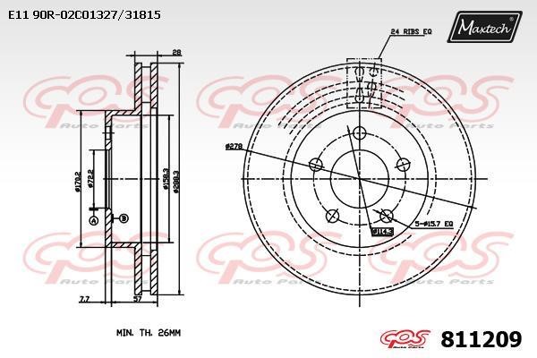 MaxTech 811209.0000 Диск гальмівний передній вентильований 8112090000: Купити в Україні - Добра ціна на EXIST.UA!