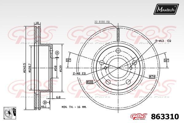 MaxTech 863310.0080 Диск гальмівний передній вентильований 8633100080: Купити в Україні - Добра ціна на EXIST.UA!