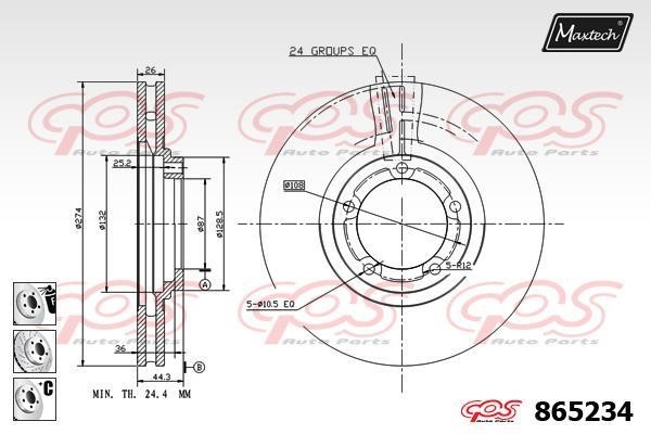 MaxTech 865234.6880 Диск гальмівний передній вентильований 8652346880: Купити в Україні - Добра ціна на EXIST.UA!