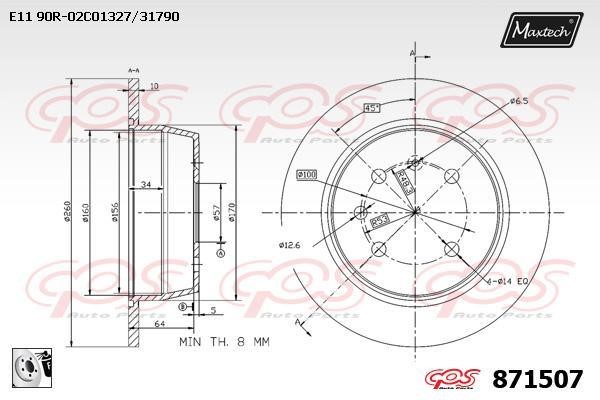 MaxTech 871507.0080 Диск гальмівний передній невентильований 8715070080: Купити в Україні - Добра ціна на EXIST.UA!