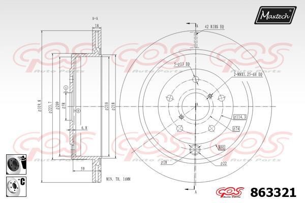 MaxTech 863321.6060 Диск гальмівний задній вентильований 8633216060: Купити в Україні - Добра ціна на EXIST.UA!