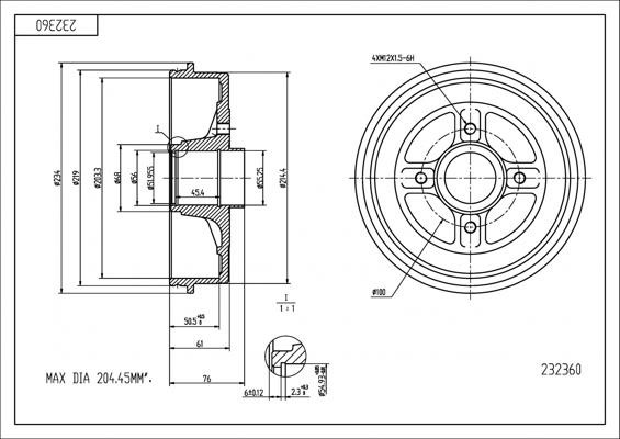 232360 Hart Тормозной барабан