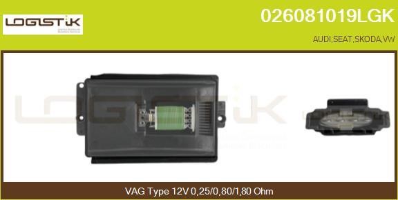 LGK 026081019LGK Резистор, компресор салону 026081019LGK: Приваблива ціна - Купити в Україні на EXIST.UA!