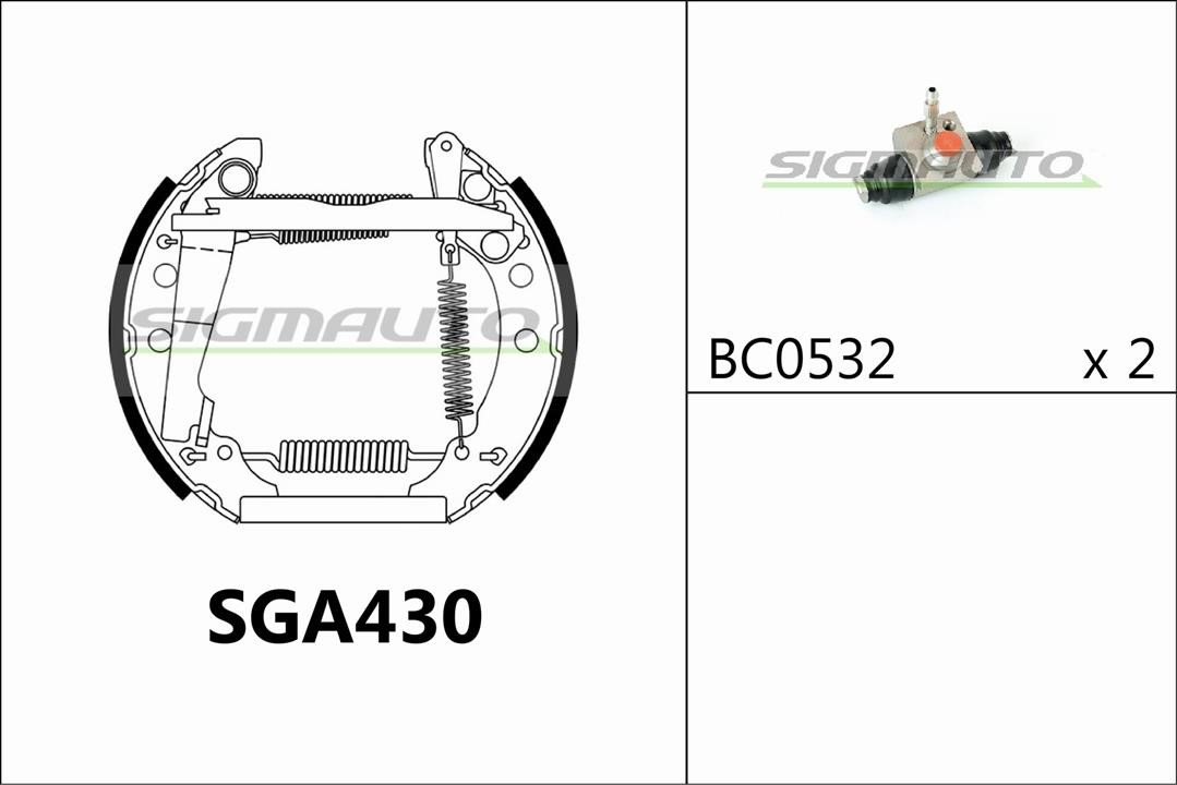 Sigmauto SGA430 Колодки гальмівні барабанні, комплект SGA430: Купити в Україні - Добра ціна на EXIST.UA!