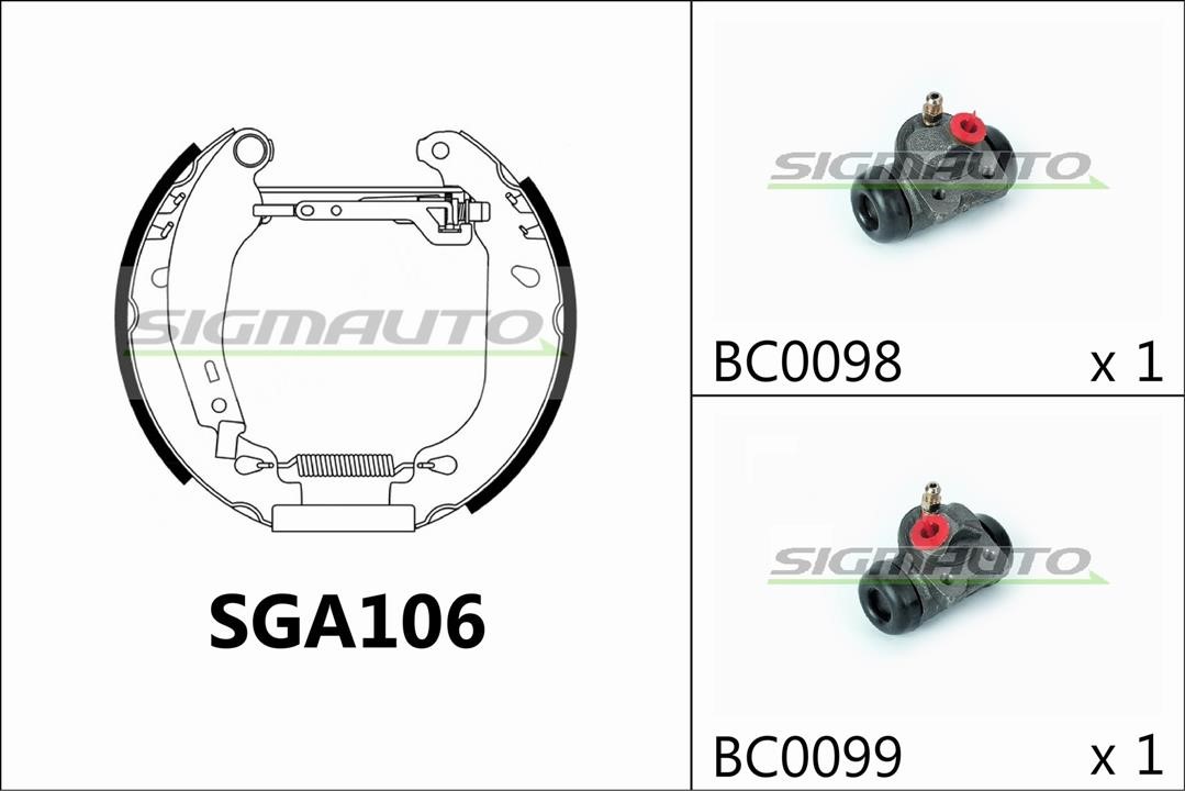 Sigmauto SGA106 Колодки гальмівні барабанні, комплект SGA106: Купити в Україні - Добра ціна на EXIST.UA!