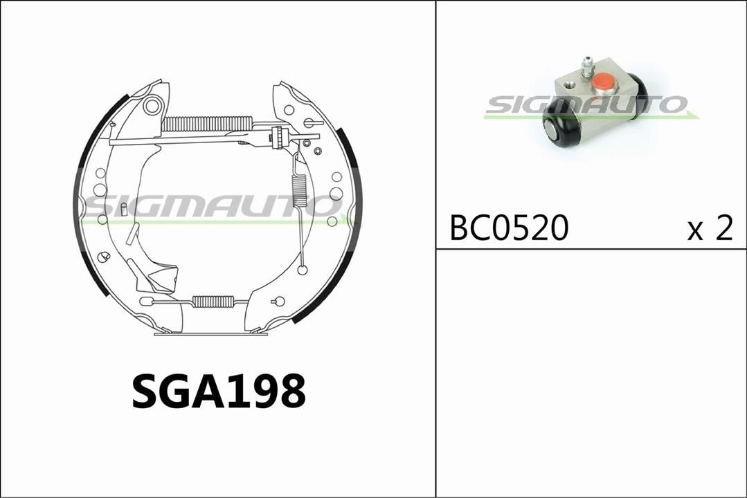 Sigmauto SGA198 Колодки гальмівні барабанні, комплект SGA198: Купити в Україні - Добра ціна на EXIST.UA!