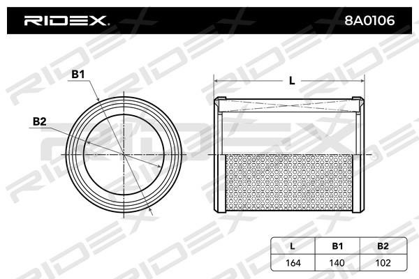 Ridex 8A0106 Повітряний фільтр 8A0106: Купити в Україні - Добра ціна на EXIST.UA!